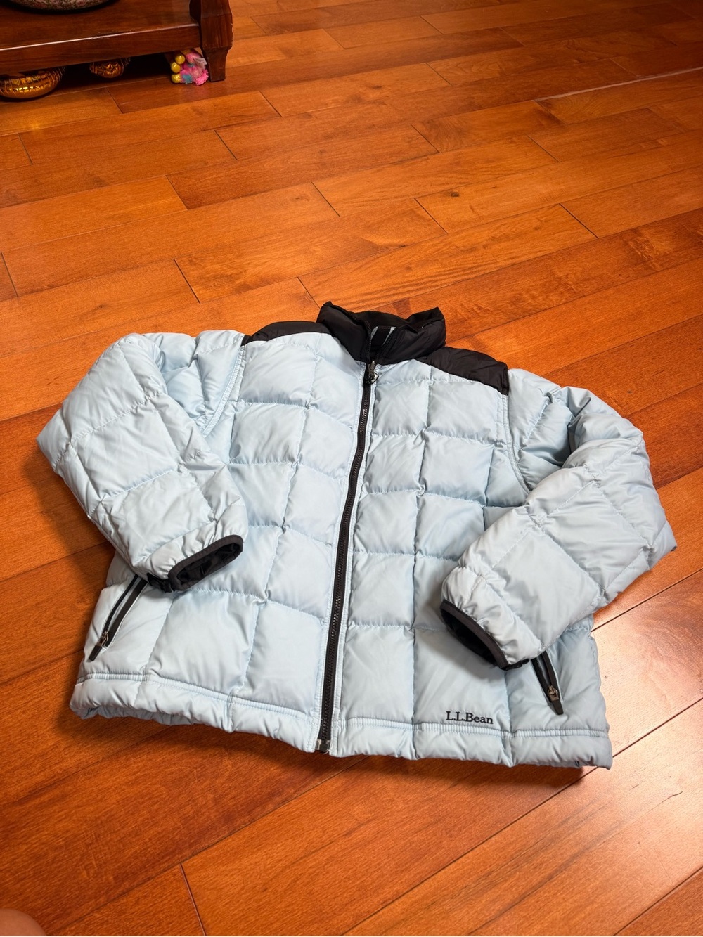 L.L. Bean Light Blue Puffer Jacket with Black Trim XL